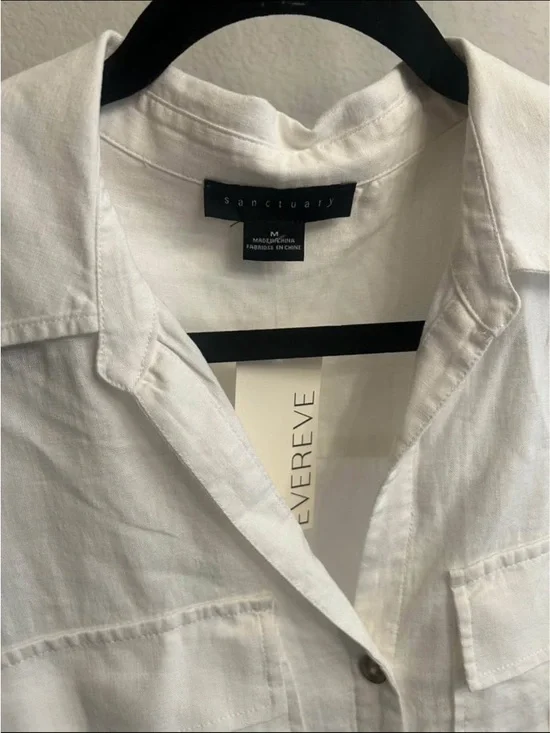 Sanctuary White Tie-Front Button Down Shirt - Picture 4 of 9